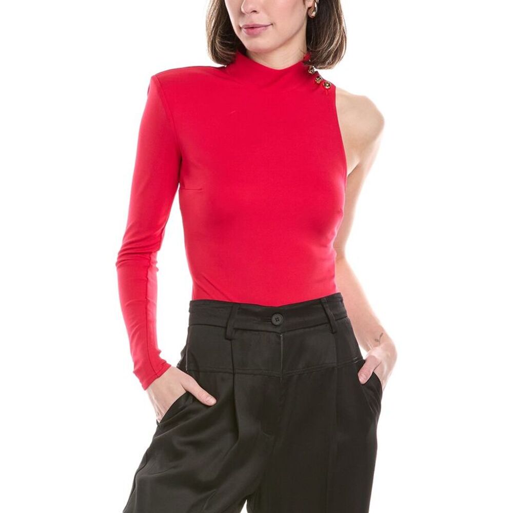 Elisabetta Franchi Womens Asymmetrical Bodysuit, Red